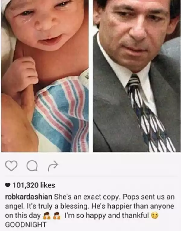 Pops sent us an angel - Rob Kardashian says as he shares photo of his dad & daughter
